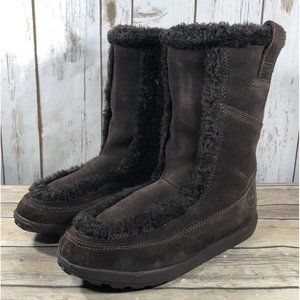 Timberland Insulated Suede Boots Womens Size 7 Outdoors Pull On Winter Brown